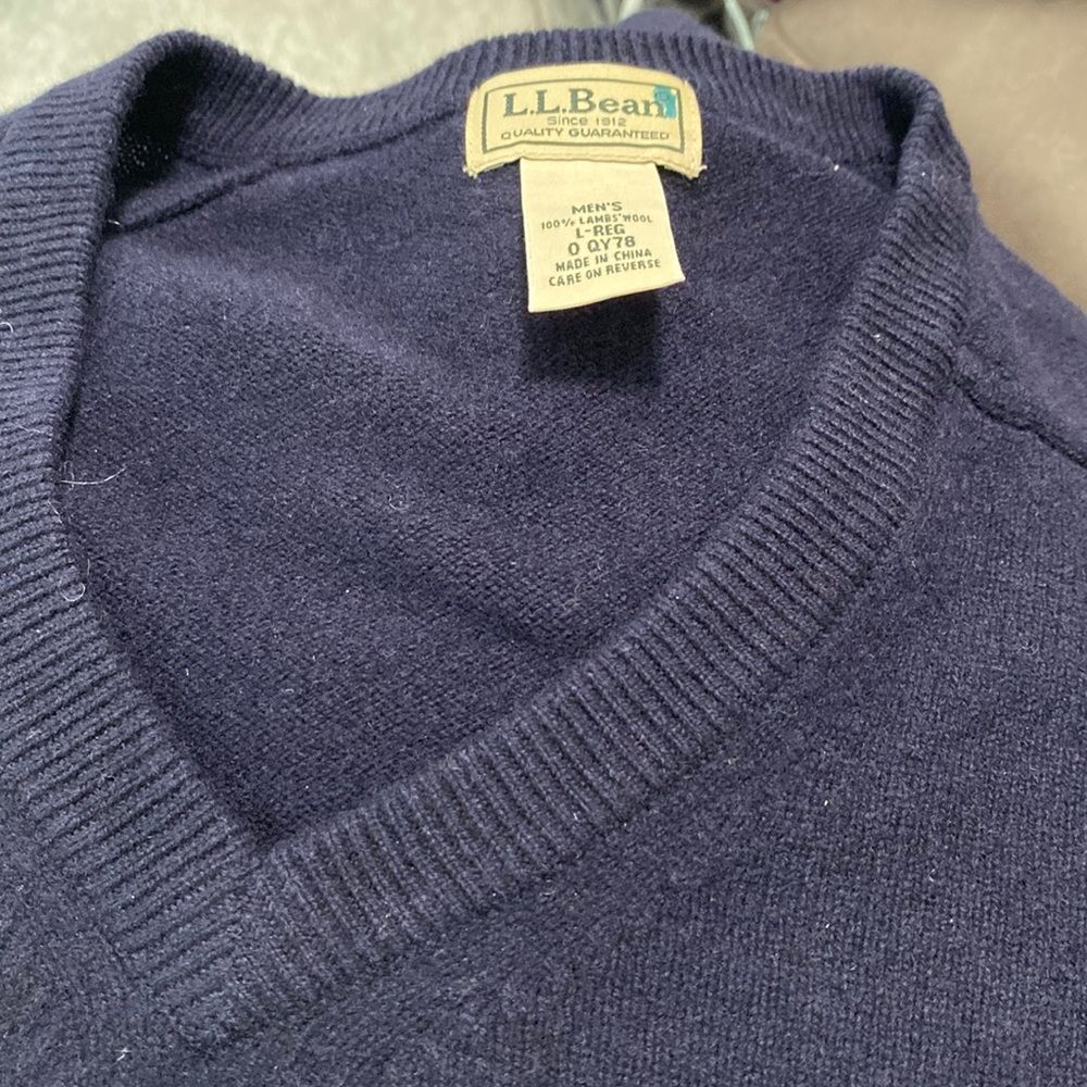 Call long sleeve L.L. Bean men’s hundred percent lambswool large regular V-neck